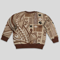 Samoa Tapa Kid Ugly Christmas Sweater Siapo Mix Tatau Patterns - Wonder Print Shop