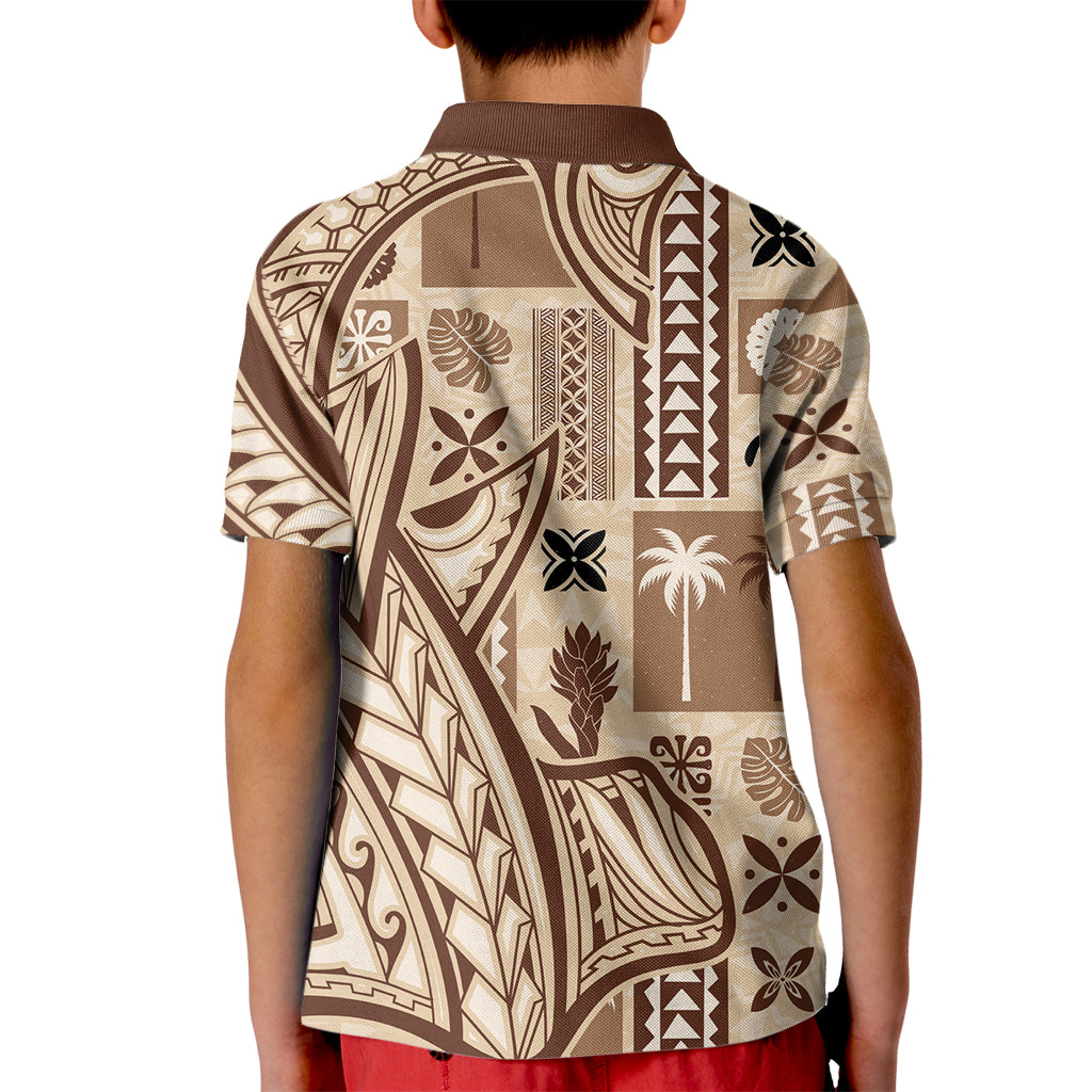 Samoa Tapa Kid Polo Shirt Siapo Mix Tatau Patterns - Wonder Print Shop