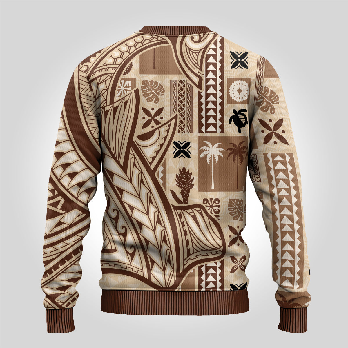 Samoa Tapa Ugly Christmas Sweater Siapo Mix Tatau Patterns - Wonder Print Shop