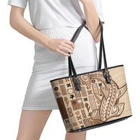 Samoa Tapa Leather Tote Bag Siapo Mix Tatau Patterns - Wonder Print Shop
