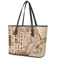 Samoa Tapa Leather Tote Bag Siapo Mix Tatau Patterns - Wonder Print Shop