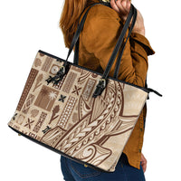 Samoa Tapa Leather Tote Bag Siapo Mix Tatau Patterns - Wonder Print Shop