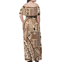 Samoa Tapa Off Shoulder Maxi Dress Siapo Mix Tatau Patterns - Wonder Print Shop