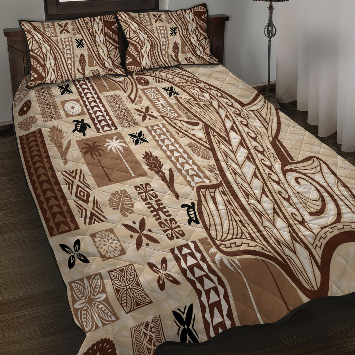 Samoa Tapa Quilt Bed Set Siapo Mix Tatau Patterns - Wonder Print Shop