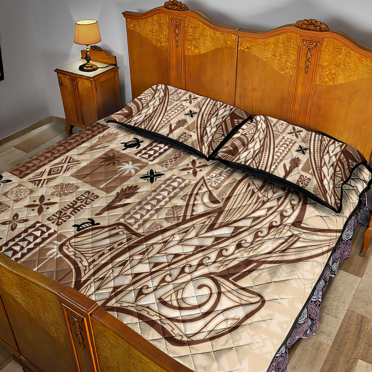 Samoa Tapa Quilt Bed Set Siapo Mix Tatau Patterns - Wonder Print Shop