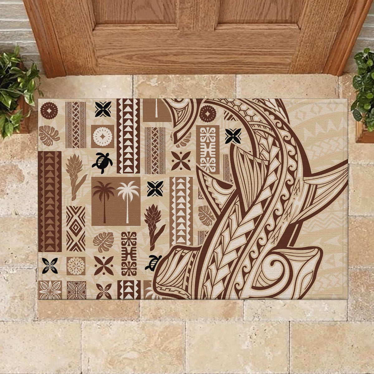 Samoa Tapa Rubber Doormat Siapo Mix Tatau Patterns - Wonder Print Shop