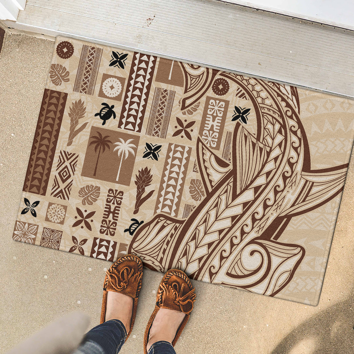 Samoa Tapa Rubber Doormat Siapo Mix Tatau Patterns - Wonder Print Shop