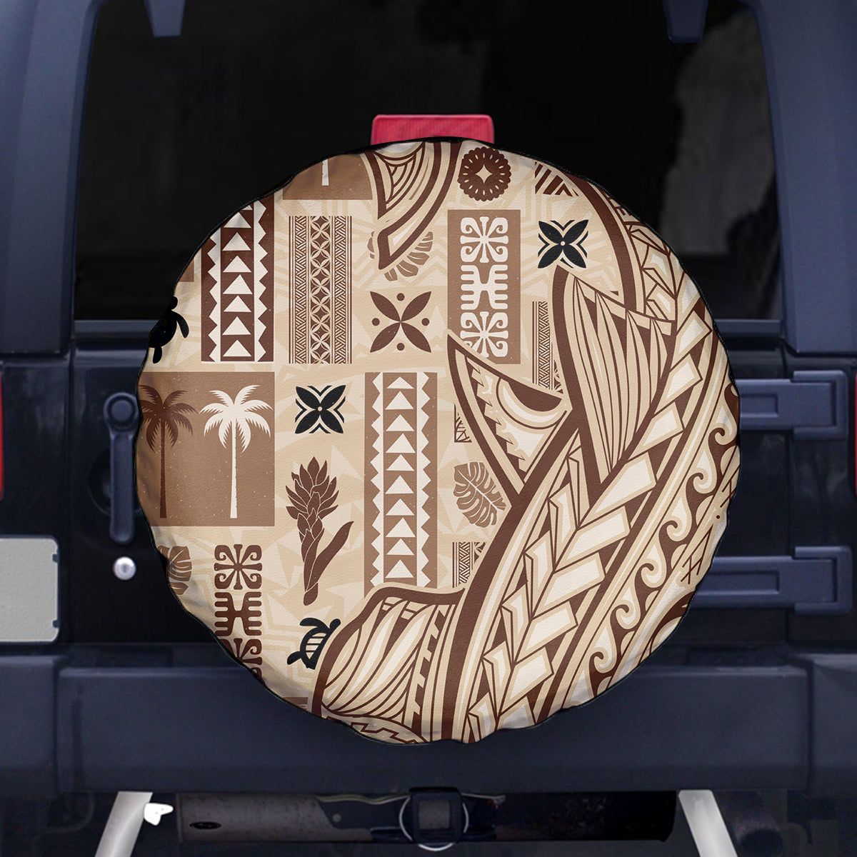 Samoa Tapa Spare Tire Cover Siapo Mix Tatau Patterns - Wonder Print Shop