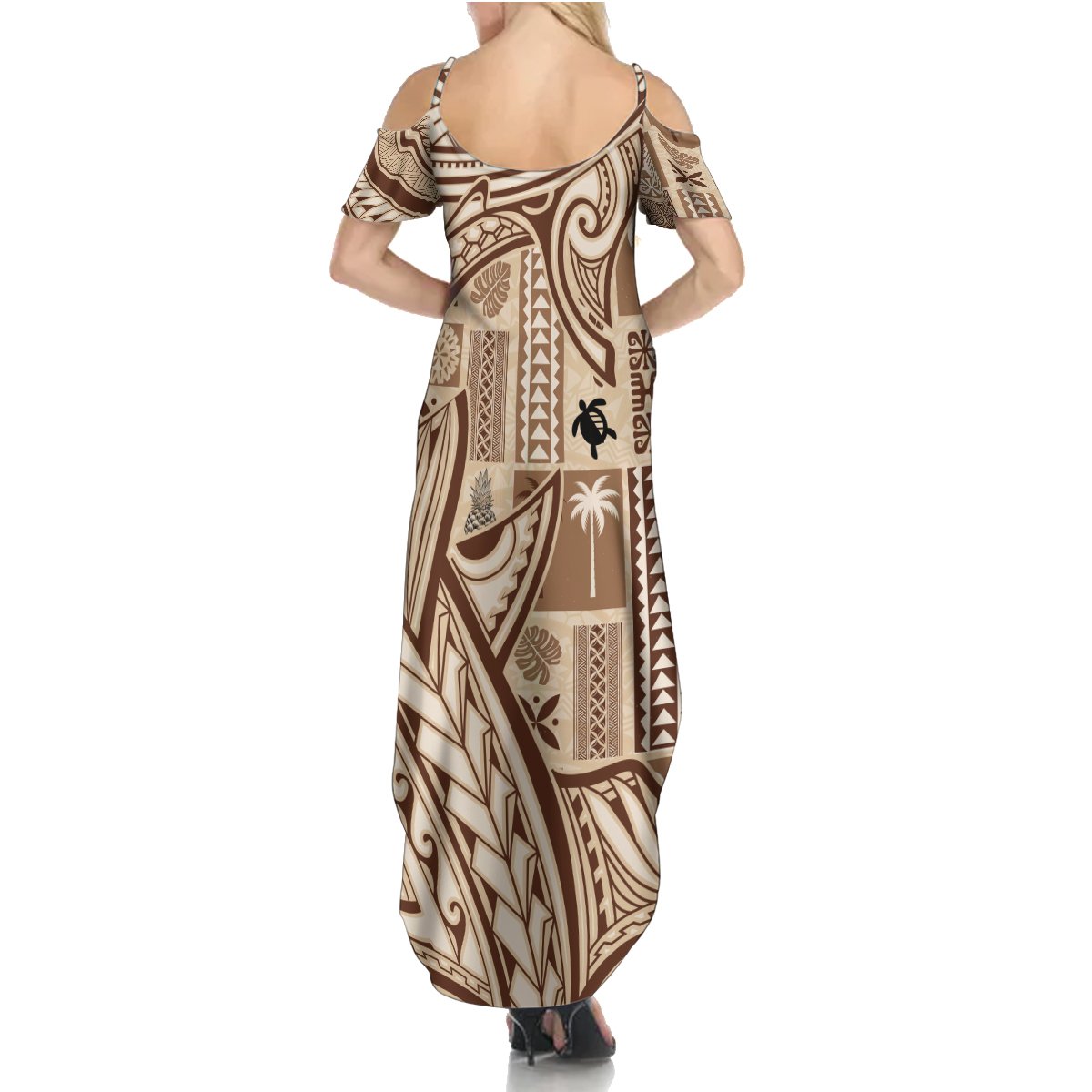 Samoa Tapa Summer Maxi Dress Siapo Mix Tatau Patterns - Wonder Print Shop