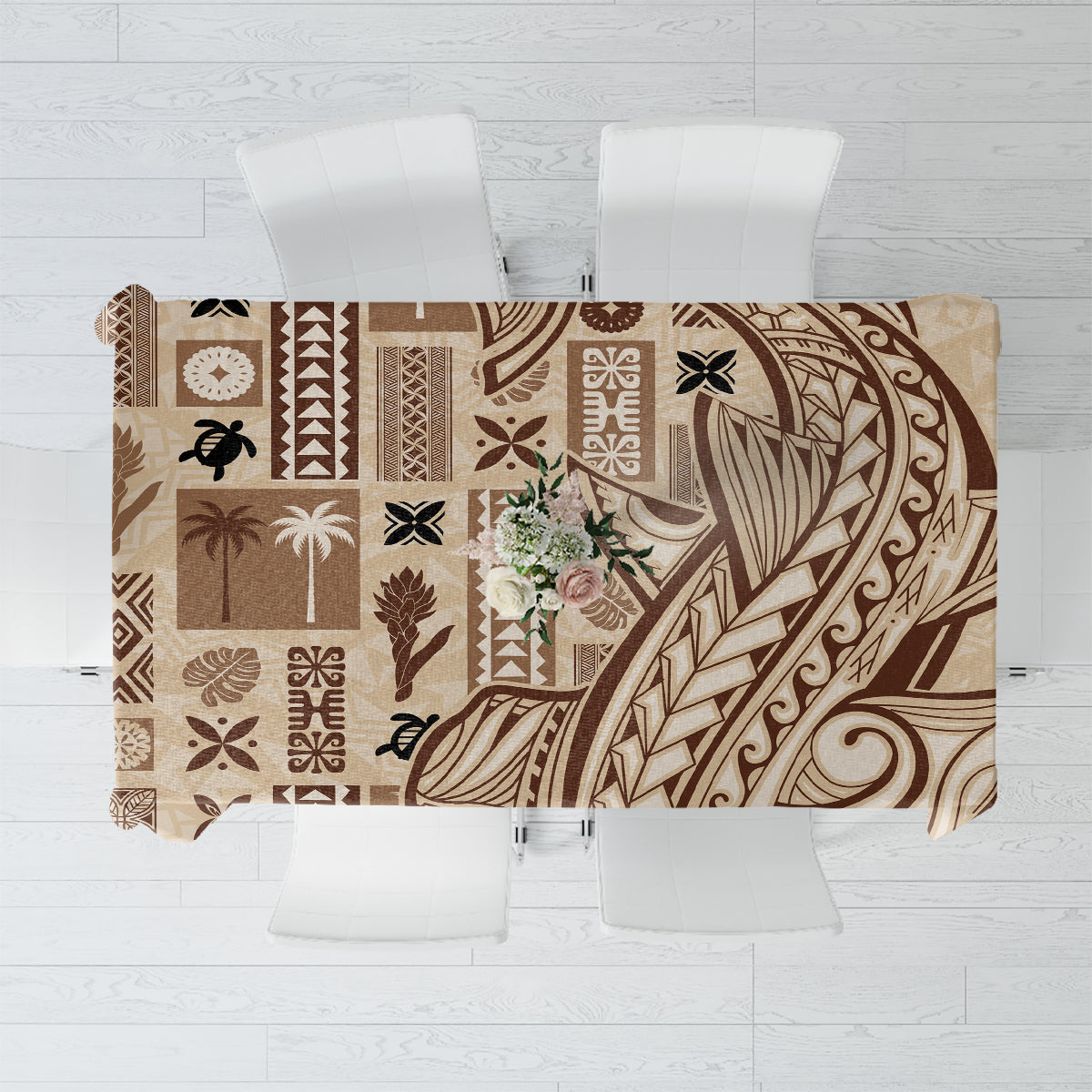 Samoa Tapa Tablecloth Siapo Mix Tatau Patterns - Wonder Print Shop