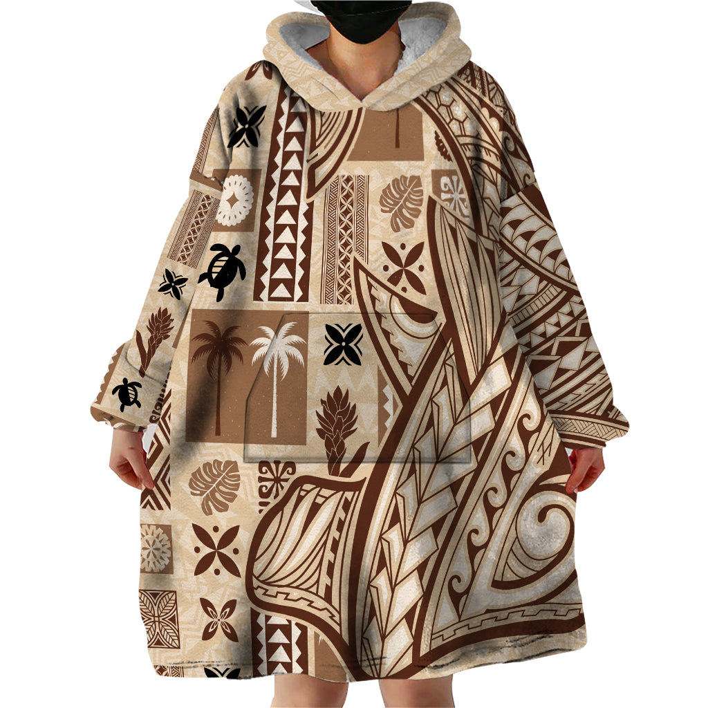 Samoa Tapa Wearable Blanket Hoodie Siapo Mix Tatau Patterns - Wonder Print Shop