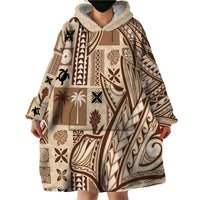 Samoa Tapa Wearable Blanket Hoodie Siapo Mix Tatau Patterns - Wonder Print Shop