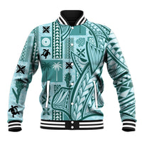 Samoa Tapa Baseball Jacket Siapo Mix Tatau Patterns - Teal LT7 - Wonder Print Shop