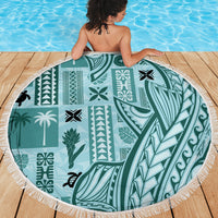 Samoa Tapa Beach Blanket Siapo Mix Tatau Patterns - Teal LT7 - Wonder Print Shop