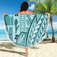 Samoa Tapa Beach Blanket Siapo Mix Tatau Patterns - Teal LT7 - Wonder Print Shop