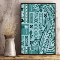 Samoa Tapa Canvas Wall Art Siapo Mix Tatau Patterns - Teal LT7 - Wonder Print Shop