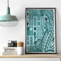 Samoa Tapa Canvas Wall Art Siapo Mix Tatau Patterns - Teal LT7 - Wonder Print Shop