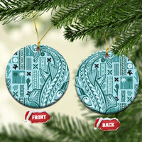 Samoa Tapa Ceramic Ornament Siapo Mix Tatau Patterns - Teal LT7 - Wonder Print Shop