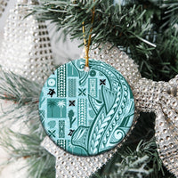 Samoa Tapa Ceramic Ornament Siapo Mix Tatau Patterns - Teal LT7 - Wonder Print Shop