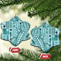 Samoa Tapa Ceramic Ornament Siapo Mix Tatau Patterns - Teal LT7 - Wonder Print Shop