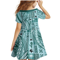 Samoa Tapa Family Matching Mermaid Dress and Hawaiian Shirt Siapo Mix Tatau Patterns - Teal LT7 - Wonder Print Shop