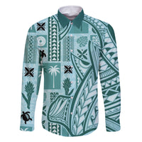 Samoa Tapa Family Matching Mermaid Dress and Hawaiian Shirt Siapo Mix Tatau Patterns - Teal LT7 - Wonder Print Shop