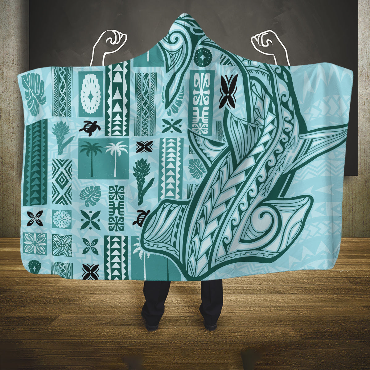 samoa-tapa-hooded-blanket-siapo-mix-tatau-patterns-teal