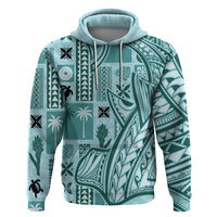 Samoa Tapa Hoodie Siapo Mix Tatau Patterns - Teal - Wonder Print Shop