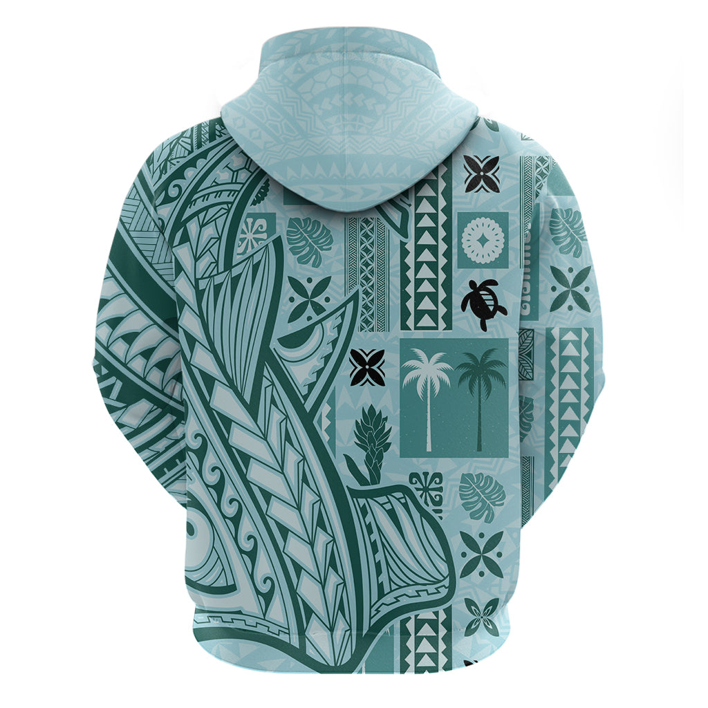 Samoa Tapa Hoodie Siapo Mix Tatau Patterns - Teal - Wonder Print Shop