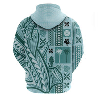 Samoa Tapa Hoodie Siapo Mix Tatau Patterns - Teal - Wonder Print Shop