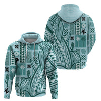 Samoa Tapa Hoodie Siapo Mix Tatau Patterns - Teal - Wonder Print Shop