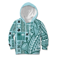 Samoa Tapa Kid Hoodie Siapo Mix Tatau Patterns - Teal - Wonder Print Shop