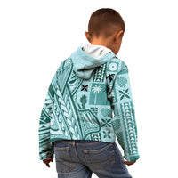 Samoa Tapa Kid Hoodie Siapo Mix Tatau Patterns - Teal - Wonder Print Shop
