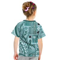 Samoa Tapa Kid T Shirt Siapo Mix Tatau Patterns - Teal - Wonder Print Shop