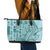 Samoa Tapa Leather Tote Bag Siapo Mix Tatau Patterns - Teal - Wonder Print Shop
