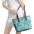 Samoa Tapa Leather Tote Bag Siapo Mix Tatau Patterns - Teal - Wonder Print Shop