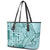 Samoa Tapa Leather Tote Bag Siapo Mix Tatau Patterns - Teal - Wonder Print Shop