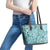 Samoa Tapa Leather Tote Bag Siapo Mix Tatau Patterns - Teal - Wonder Print Shop