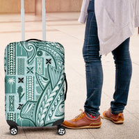 Samoa Tapa Luggage Cover Siapo Mix Tatau Patterns - Teal - Wonder Print Shop