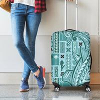Samoa Tapa Luggage Cover Siapo Mix Tatau Patterns - Teal - Wonder Print Shop