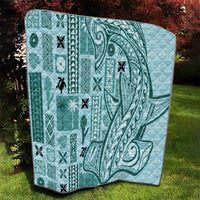 Samoa Tapa Quilt Siapo Mix Tatau Patterns - Teal - Wonder Print Shop