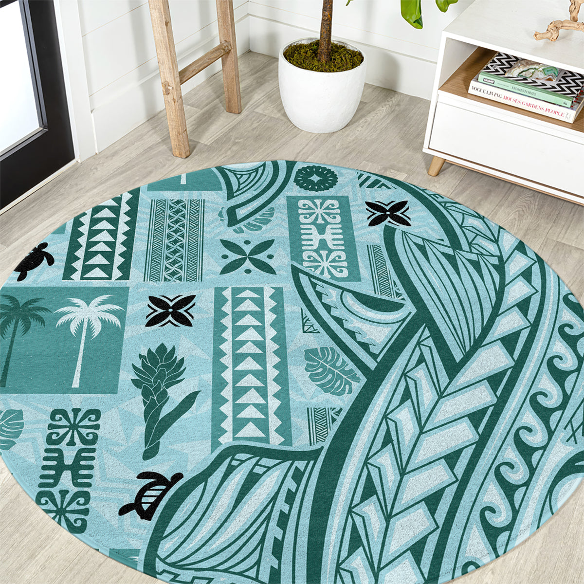 samoa-tapa-round-carpet-siapo-mix-tatau-patterns-teal