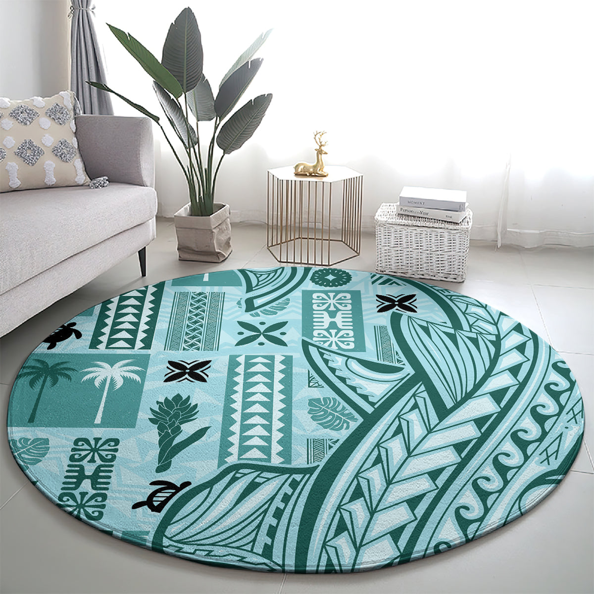 samoa-tapa-round-carpet-siapo-mix-tatau-patterns-teal