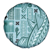 Samoa Tapa Spare Tire Cover Siapo Mix Tatau Patterns - Teal - Wonder Print Shop
