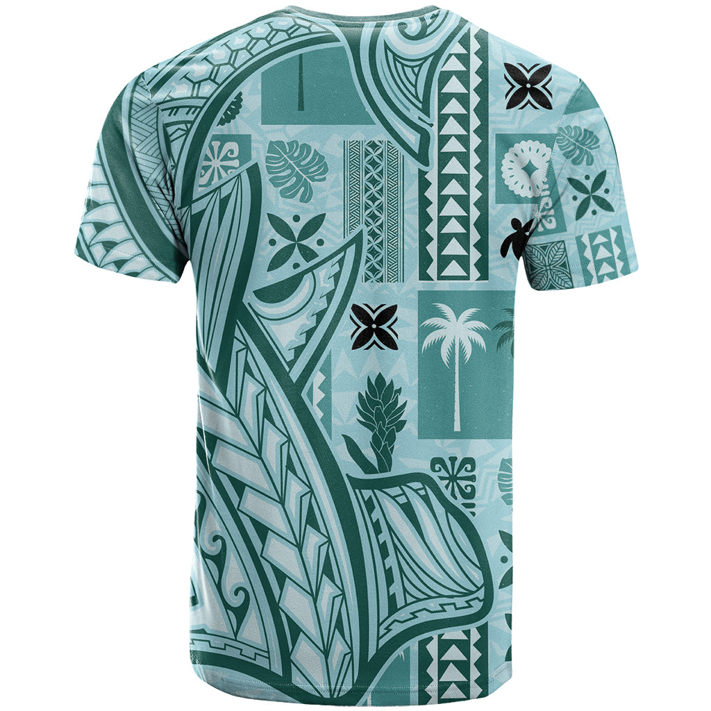 Samoa Tapa T Shirt Siapo Mix Tatau Patterns - Teal - Wonder Print Shop