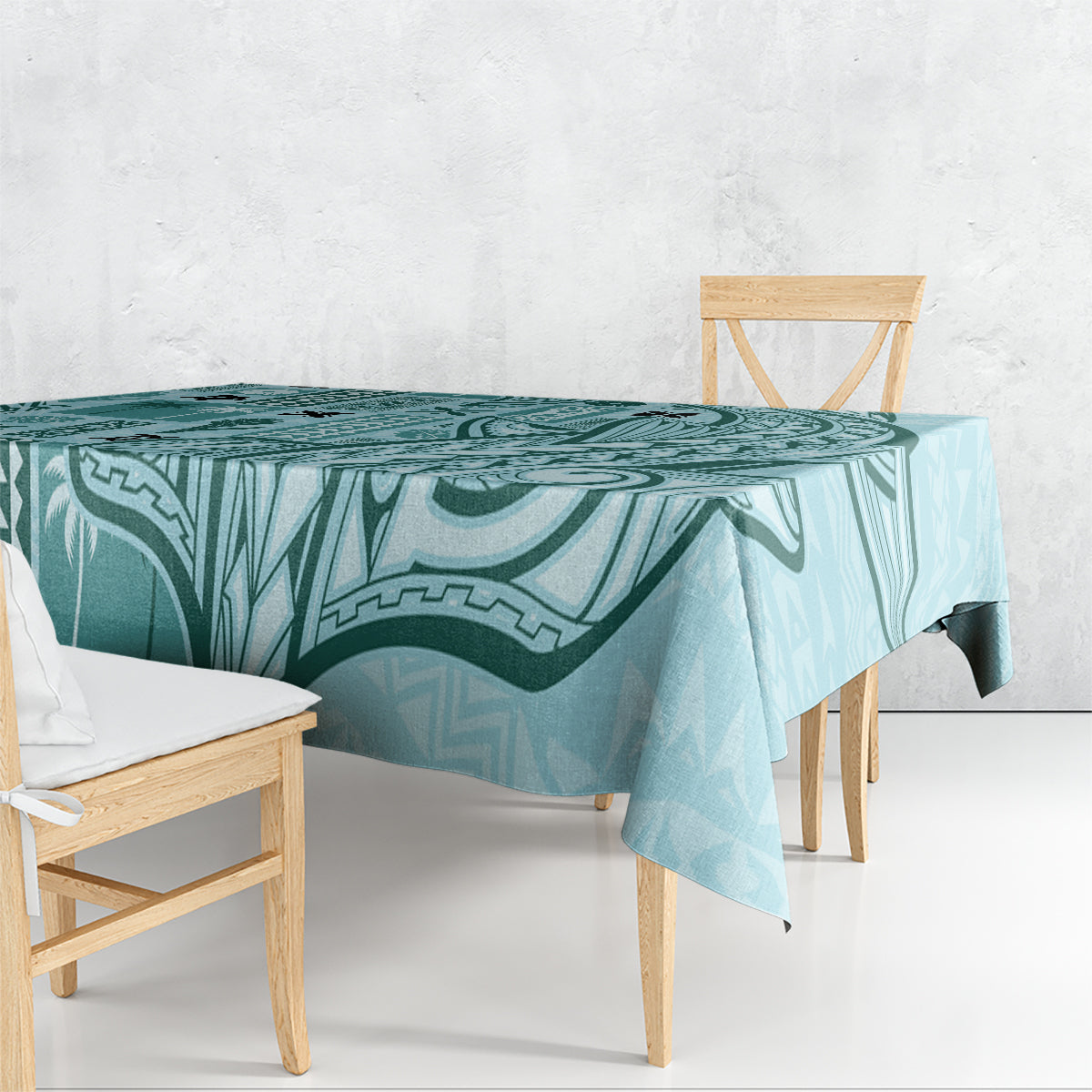 Samoa Tapa Tablecloth Siapo Mix Tatau Patterns - Teal - Wonder Print Shop
