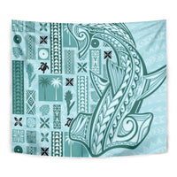 Samoa Tapa Tapestry Siapo Mix Tatau Patterns - Teal - Wonder Print Shop