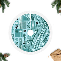 Samoa Tapa Tree Skirt Siapo Mix Tatau Patterns - Teal - Wonder Print Shop