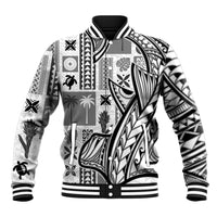 Samoa Tapa Baseball Jacket Siapo Mix Tatau Patterns - White LT7 - Wonder Print Shop