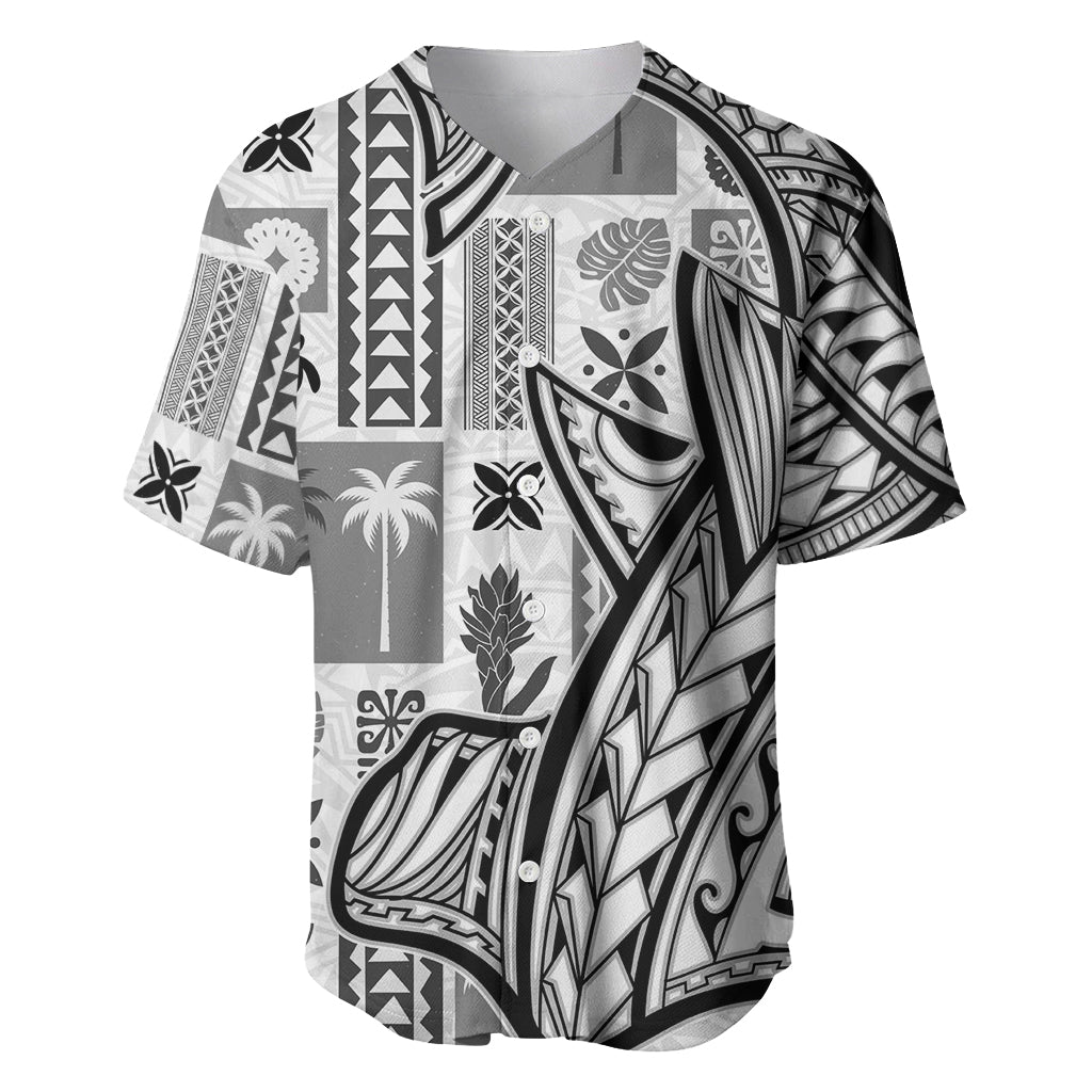 Samoa Tapa Baseball Jersey Siapo Mix Tatau Patterns - White LT7 - Wonder Print Shop